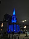 28 March 2023 - London, England, UK: All Souls Church Langham Place at night