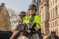 Mounted female Police officer in parliament square London