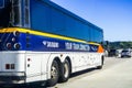 March 16, 2019 Los Angeles / CA / USA - Amtrak Pacific Surfliner bus-bridge service driving on the freeway