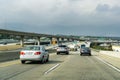 March 20, 2019 Los Angeles / CA / USA - Driving towards Los Angeles on a cloudy day