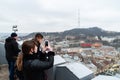 Lviv bird`s-eye view of from of the City Hall Ratusha.