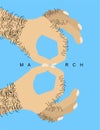 March 8. Male hand with finger symbol figure eight. Sign Interna Royalty Free Stock Photo