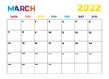 Minimalist Rainbow Monday Start Monthly Planner March 2022