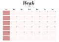 2023 March month calendar