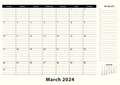 March 2024 Monthly Business Desk Pad Calendar Royalty Free Stock Photo