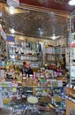 Morocco, the city of Marrakesh: Pharmacy in the city bazaar with traditional and modern medicines