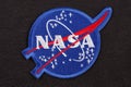 15 March 2018 - The National Aeronautics and Space Administration (NASA) emblem patch on black uniform Royalty Free Stock Photo