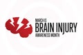 March is National Brain Injury Awareness Month. Holiday concept. Template for background, banner, card, poster with text Royalty Free Stock Photo