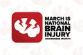 March is National Brain Injury Awareness Month. Holiday concept. Template for background, banner, card, poster with text Royalty Free Stock Photo