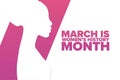 March is National Womens History Month. Holiday concept. Template for background, banner, card, poster with text