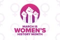 March is National Womens History Month. Holiday concept. Template for background, banner, card, poster with text