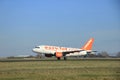 March, 22nd 2015, Amsterdam Schiphol Airport G-EZBC easyJet Airbus A319-111 take off from Polderbaan Runway Royalty Free Stock Photo