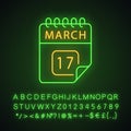 March 17 neon light icon