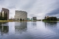 March 26, 2017 Oakland/CA/USA - The shoreline of Lake Merritt on a cloudy day Royalty Free Stock Photo