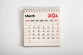 March 2024. One page of annual business monthly calendar on white background. reminder, business planning, appointment meeting and