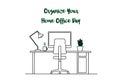 10 march Organize Your Home Office Day cartoon hand drawn style flat vector design illustrations in green theme. Concept of Workpl