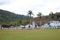 March 3 2023 - Orosi, Costa Rica: Football playing children in the center of the village Royalty Free Stock Photo