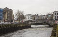 Parliament Bridge and the narrow streets of Cork Ireland on the Father Mathew Quay alongside the River in Cork Royalty Free Stock Photo