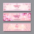 8 March Party Invitations Set Happy Womens Day Background Horizontal Banner Beautiful Holiday Decoration