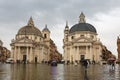 Piazza del Popolo with churches of Santa Maria in Montesanto and Royalty Free Stock Photo