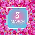 8 March. pink Floral Greeting card. International Happy Women`s Day Royalty Free Stock Photo