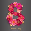 8 March. Pink Floral Greeting card.