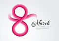 8 March Happy Women`s day vector greeting card, 8th, Number 8 in pink line vector, 8 number logo design inspiration vector Royalty Free Stock Photo
