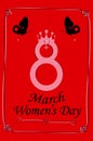 International Women\'s Day theme. Illustration for March 8 with the decor and butterflies.