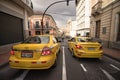 Yellow taxis waiting in Quito Ecuador