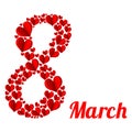 8 March. Red heart in the form of eight on a white background. Royalty Free Stock Photo