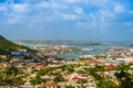 Aerial view of Cay bay on the island of Saint Martin in the Caribbean Royalty Free Stock Photo