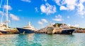 Superb Yachts moored on the island of Saint Martin in the Caribbean Royalty Free Stock Photo