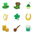 March 17 Saint Patrick day icons set Royalty Free Stock Photo