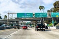 March 19, 2019 San Diego / CA / USA - Driving towards Los Angeles through heavy traffic on a sunny day