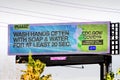 March 13, 2020 San Jose / CA / USA - Covid19 related billboard promoting hand washing for at least 20 seconds