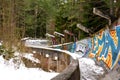 March 1, 2020, Sarajevo, Bosnia and Herzegovina: abandoned Olympic bobsled track, destroyed and painted graffiti