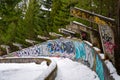 March 1, 2020, Sarajevo, Bosnia and Herzegovina: abandoned Olympic bobsled track, destroyed and painted graffiti