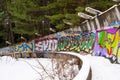 March 1, 2020, Sarajevo, Bosnia and Herzegovina: abandoned Olympic bobsled track, destroyed and painted graffiti