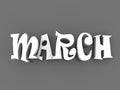 March sign with colour black and white. 3d paper illustration. Royalty Free Stock Photo