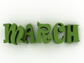 March sign with colour. 3d paper illustration. Royalty Free Stock Photo