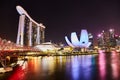 2019 march 19, Singapore - Cityscape night scenery of colorful the buildings in downtown Royalty Free Stock Photo