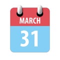 march 31st. Day 31of month,Simple calendar icon on white background. Planning. Time management. Set of calendar icons for web