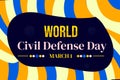 March 1st is observed as World Civil Defense Day, colorful minimalist design