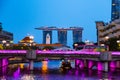 2019 March 1st, Singapore, Clarke Quay - City nightscape scenery of colorful the buildings along the river in the city