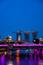 2019 March 1st, Singapore, Clarke Quay - City nightscape scenery of colorful the buildings along the river in the city