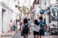 2019 March 1st, Singapore, Haji Lane - People are shopping and walking in the famous small street in the City