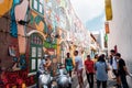 2019 March 1st, Singapore, Haji Lane - People are shopping and walking in the famous small street in the City