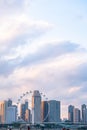 2019 March 1st, Singapore, Marina Barrage - View of the Flyer and buildings at sunset Royalty Free Stock Photo