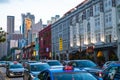 2019 March 1st, Singapore - View of the city and traffic around Chinatown after sunset