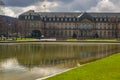 7 March 2020, Stuttgart, Germany - New Castle Neues Schloss on Caste Square Schlossplatz cloudy day Royalty Free Stock Photo
